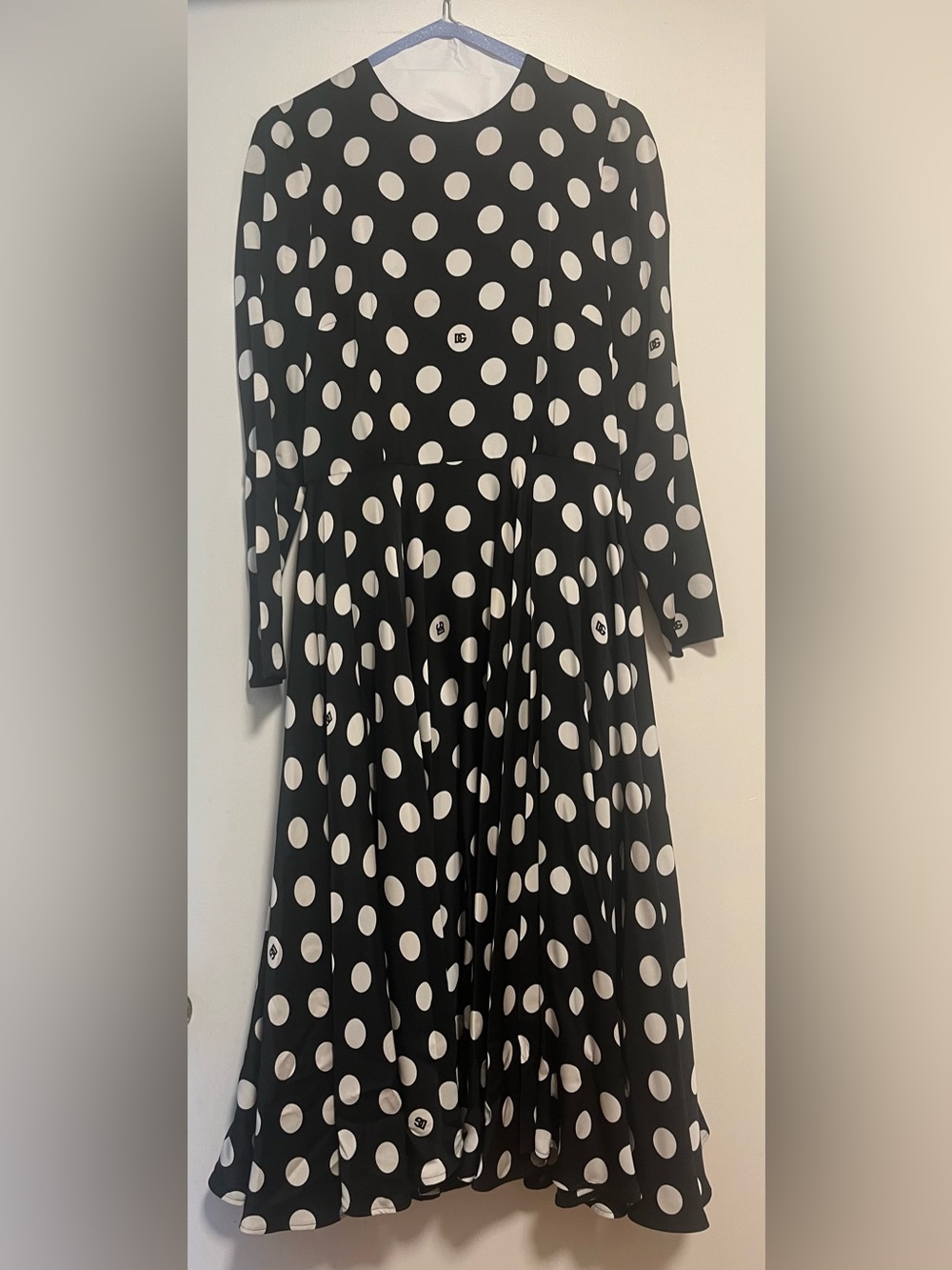 Dolce & Gabbana Black and White Polka Dot D&G Logo Dress IT44 $3245.95